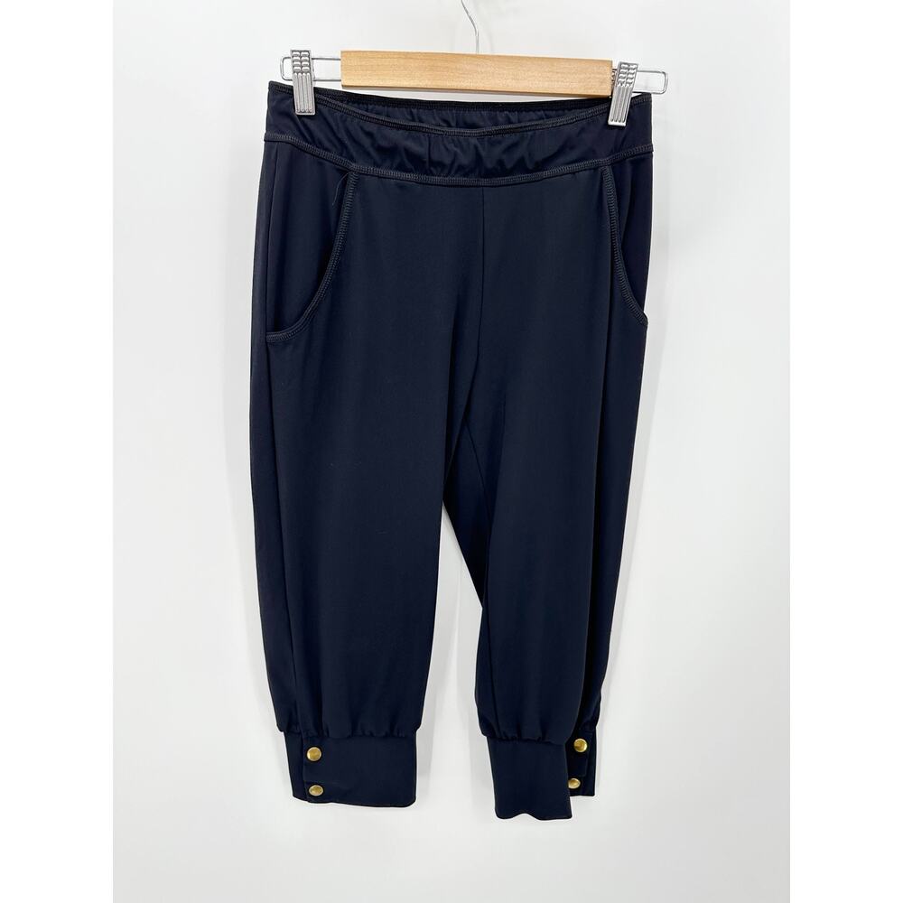 Sweaty Betty Womens Black Cropped Capri Leggings XS Yoga Workout Pockets Button